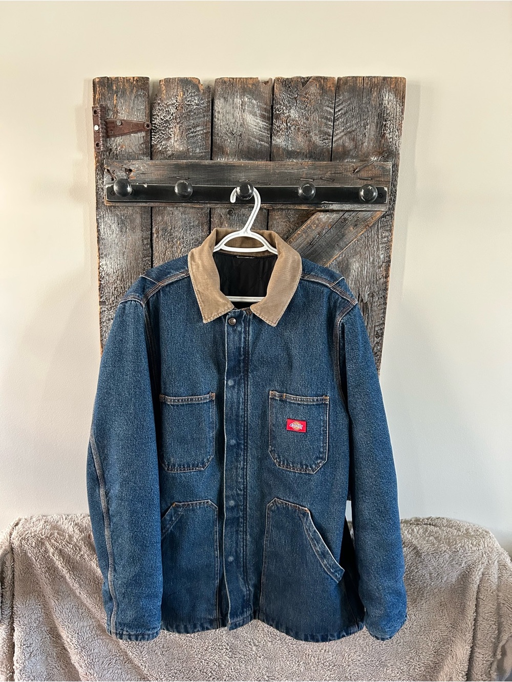 Dickies Blue Denim Jacket with Tan Corduroy Collar